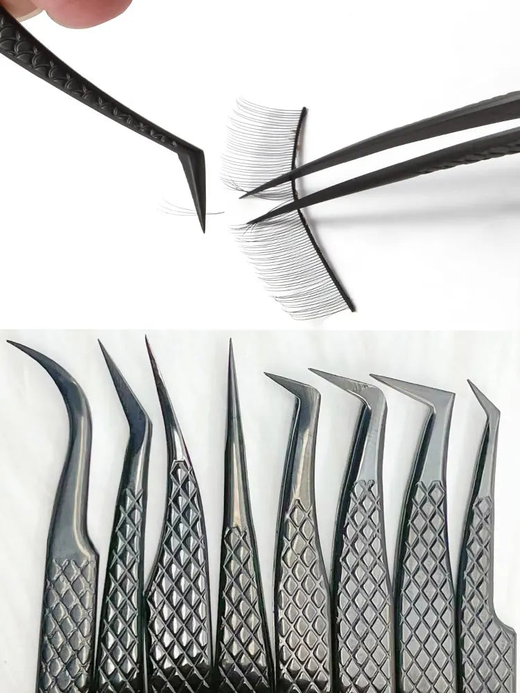 Customized Private LOGO False Lash Tweezers For Eyelash Extensions Boot Isolation Clip Tongs Black Perfect Close Nail Art Tools