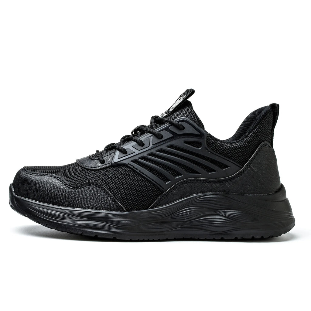 Men's Waterproof Steel Toe Shoes Safety Shoes Anti Compression Anti Puncture Comfortable Protection Pure Black Work Shoes