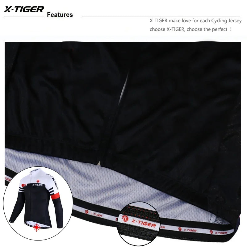 X-TIGER Cycling Jersey Men Long Sleeve MTB Bicycle Cycling Clothing Mountain Bike Sportswear Breathable MTB Shirts Basic Series