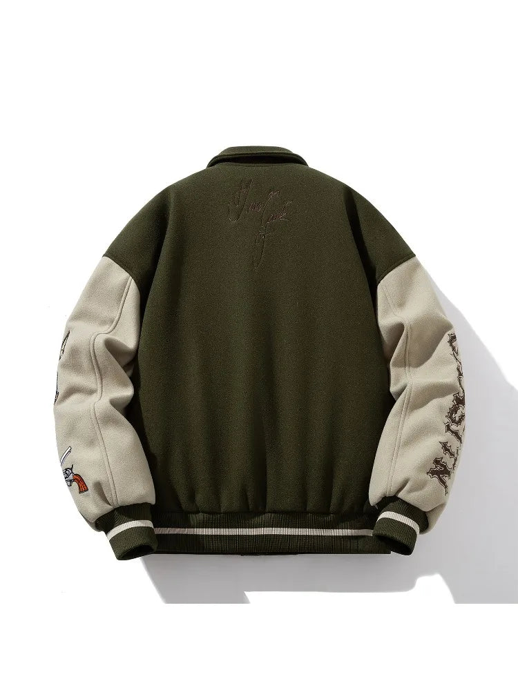 Man Baseball Jacket Winter Letter Embroidery Varsity Jacket Women American Vintage Coat Warm Fashion Hip Hop Original Original