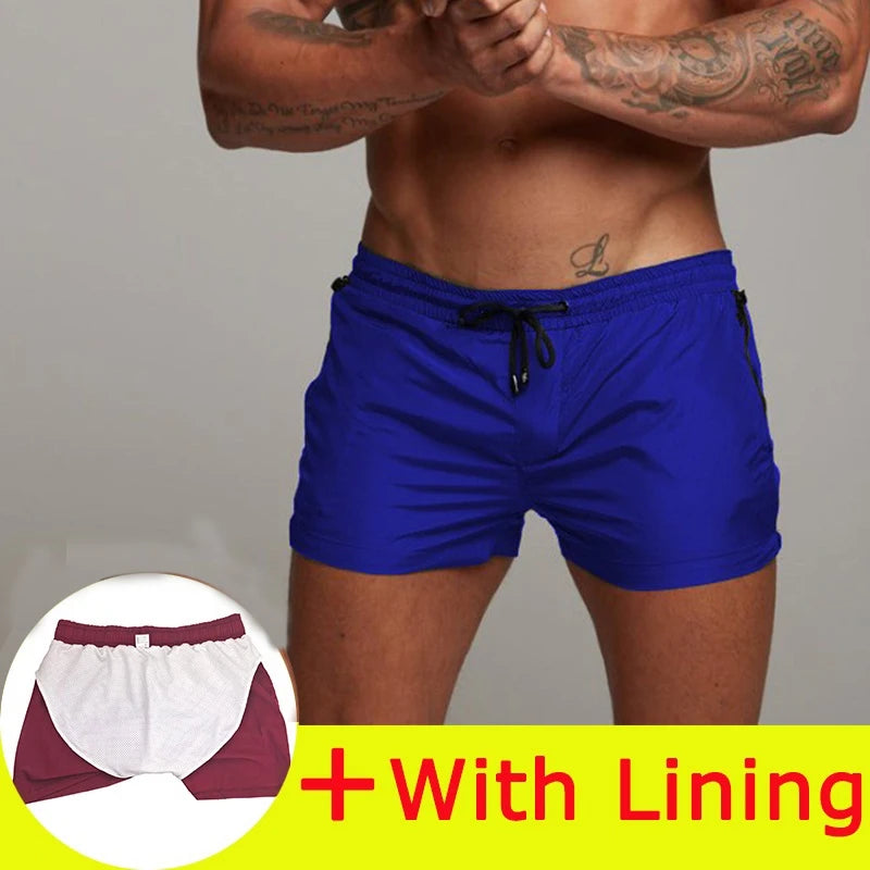 Mens Swim Short Swimwear Board Beach Shorts Quick Dry Men De Bain Homme Man Swimsuit Swim Trunks Bathing Beach Wear Surf Boxer