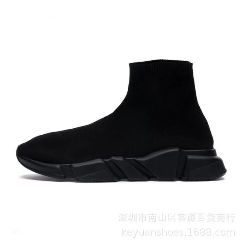 Paris High Top Knitted Boots Sporty Cushioned Dad Shoes Breathable Quick Dry Rubber Outsole Unisex Running Shoes