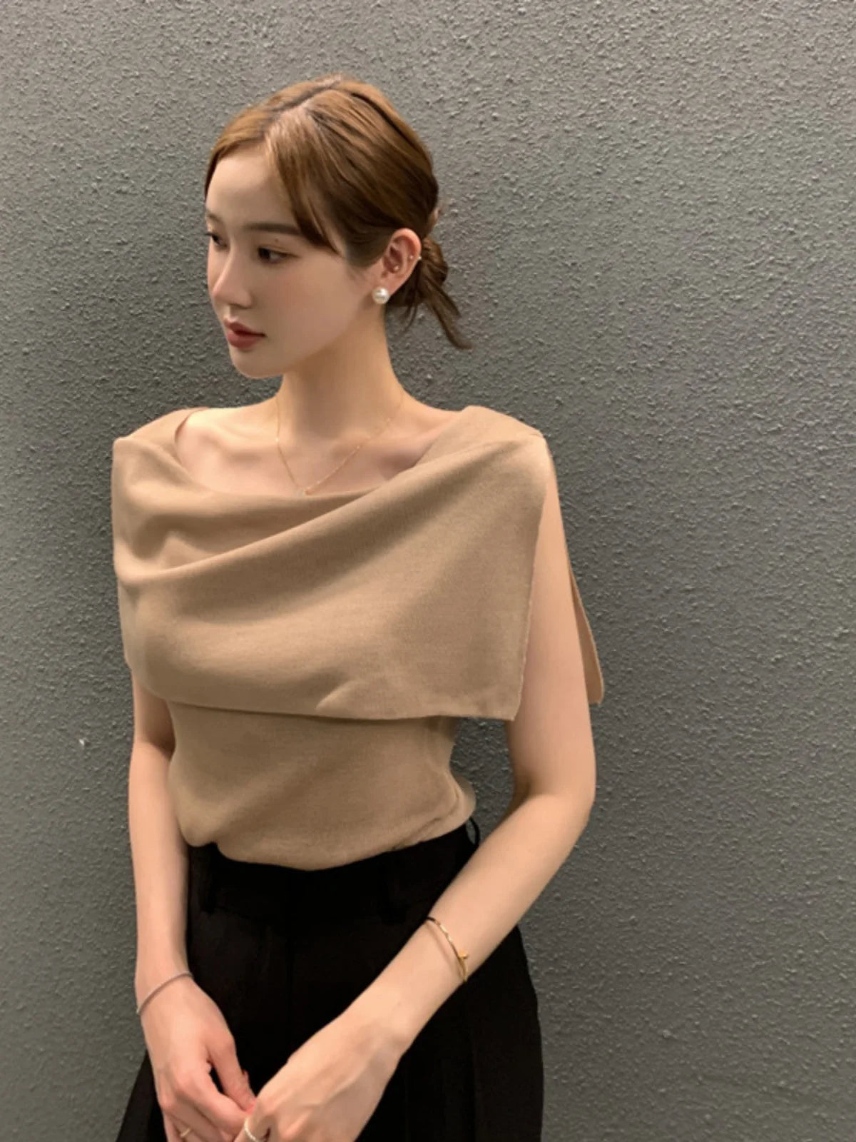 Summer Chic Design Svel Knitted Top Women's Faion Belted Stripe Vintage Retro Small Size Korean Sle Vest