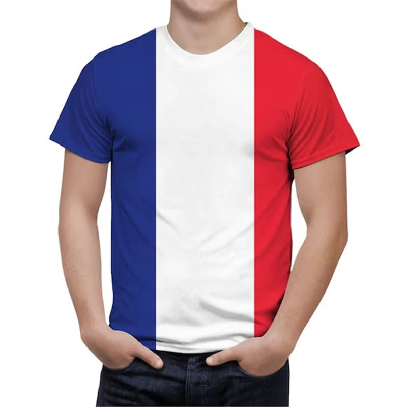 France Football Jersey T-shirt Men Women French Flag Emblem 3D Print Sport T Shirts Summer Fashion Street Trend Short Sleeve Top