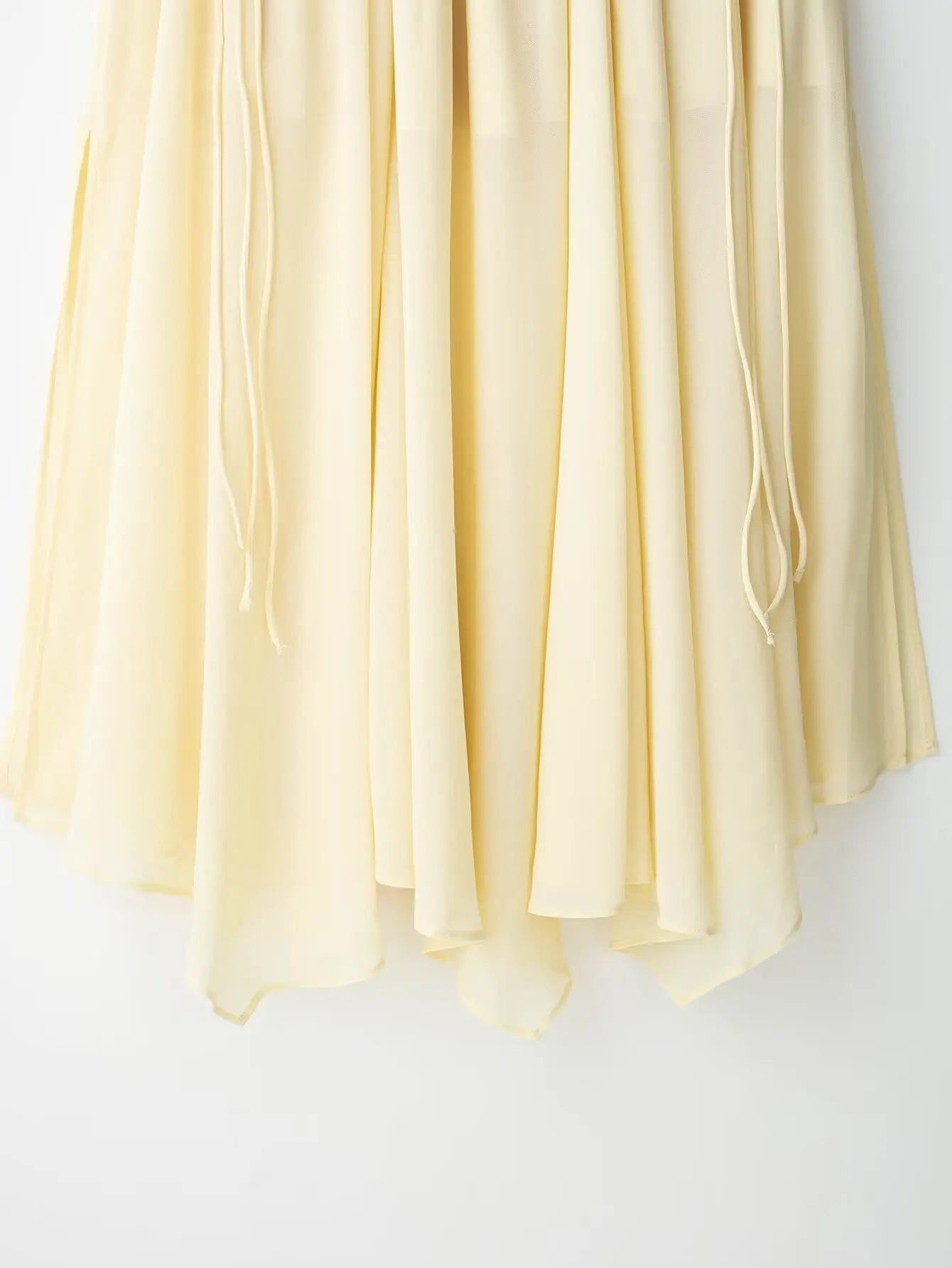 HH Women Summer Fashion Tierred Decoration Skirt Suit V-Neck Long Sleeves Lace-Up Shirts+Side Zipper Circular Chiffon Skirt