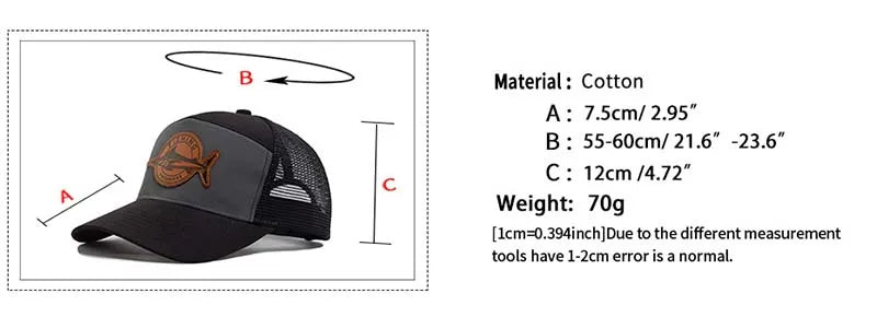 Summer Hot Sale Unisex Seven-Panel Style Trucker Hat Adjustable Baseball Cap Shark Pattern Patch Fishing Hat Mesh  Sports Dad Ha