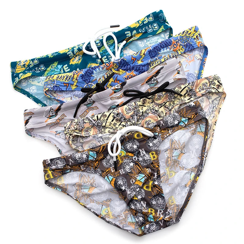 New Board Shorts Swimsuit Sexy Swimwear Men Briefs Swimming Trunks for Bathing Suit Men Beachwear
