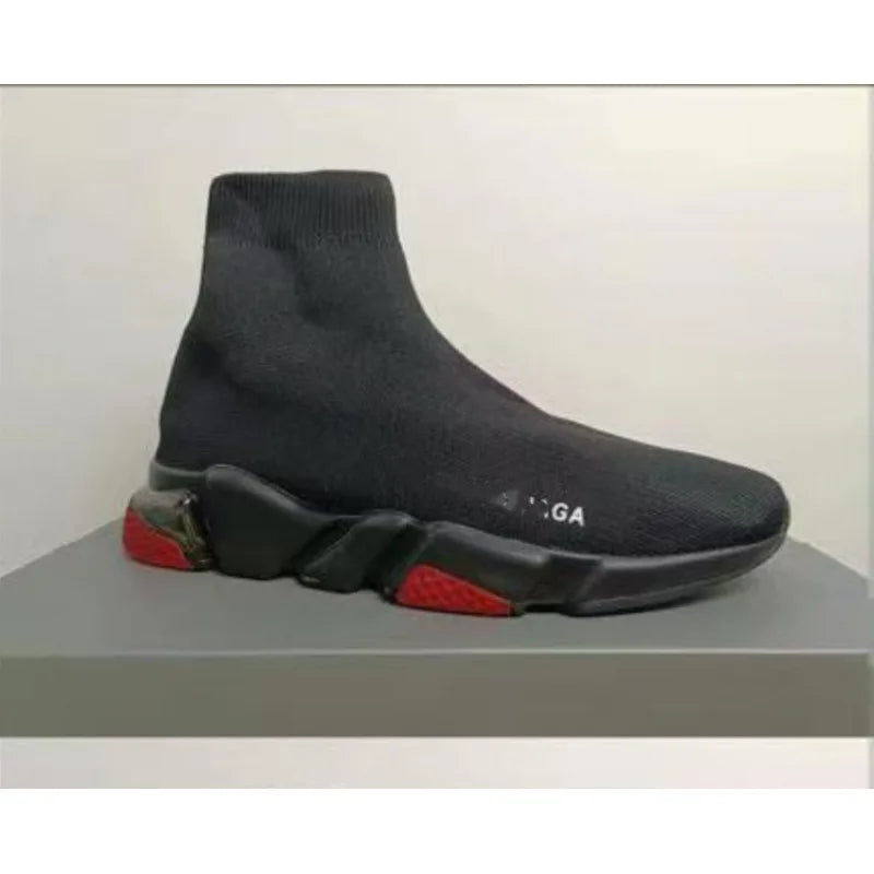 Paris High Top Knitted Boots Sporty Cushioned Dad Shoes Breathable Quick Dry Rubber Outsole Unisex Running Shoes