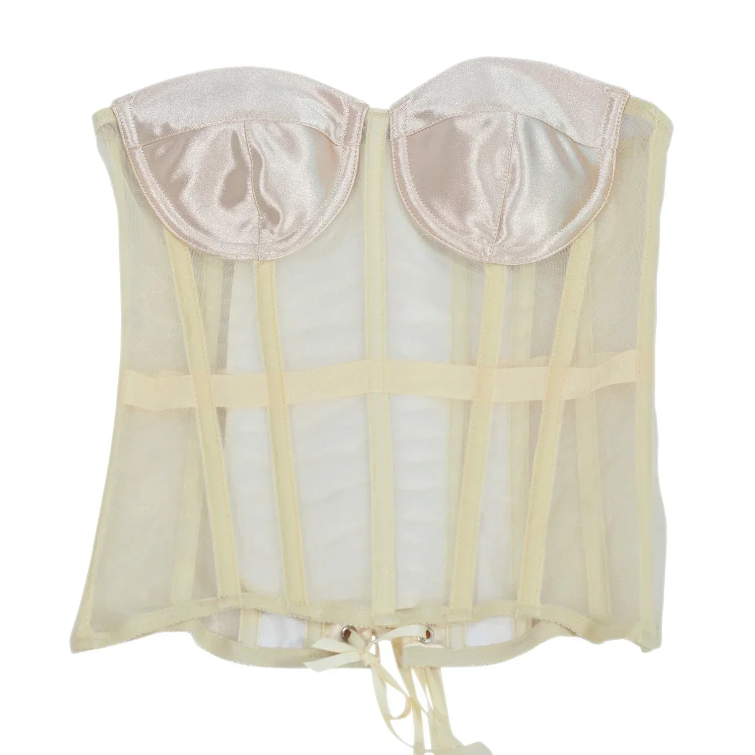 Women's Plastic Bones Support Mesh Strapless Soiree Convertible Corset Bustier Bra to Support and Carry Special Occasion Dresses