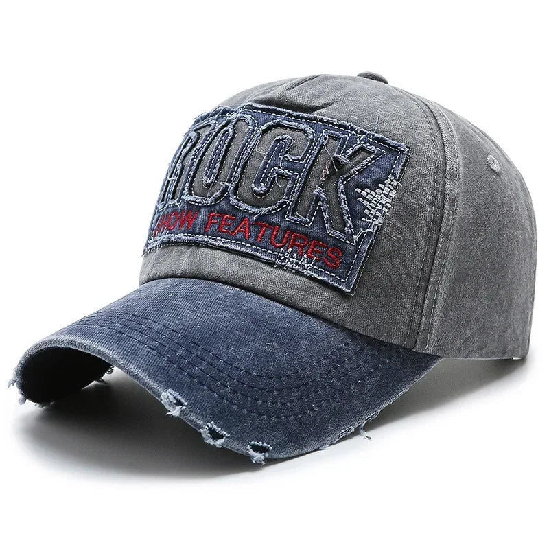 Vintage Letter ROCK Embroidery Baseball Cap Fashion Hip Hop Dad Trucker Hat Unisex Summer Sunshade Sport Hats