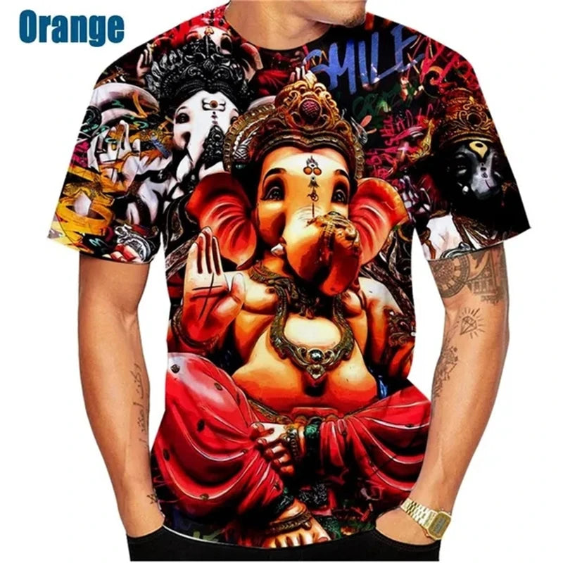 Hindu Ganesha 3D Print T-Shirts Men Women Fashion Streetwear Short Sleeve T Shirt Oversized Harajuku Male Tees Tops Man Clothing