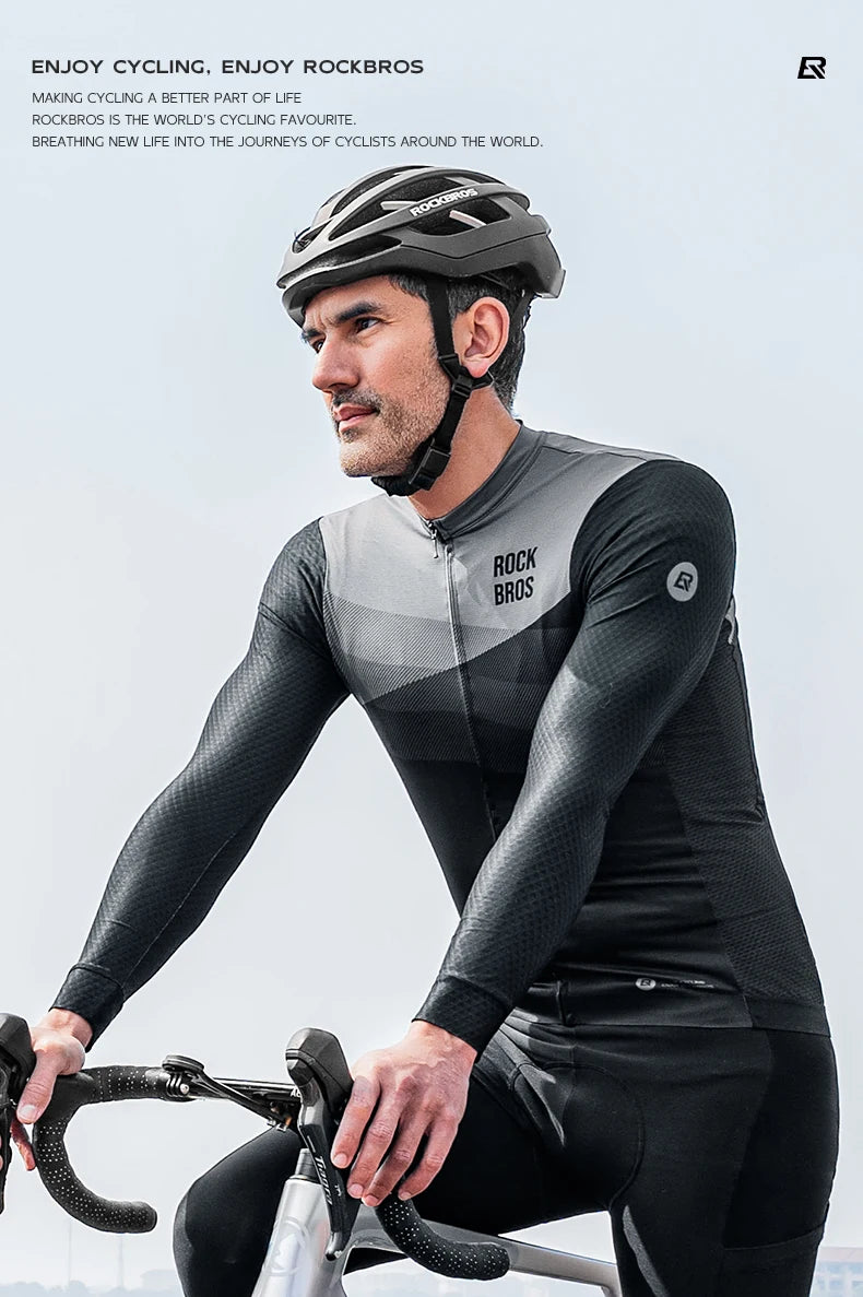 ROCKBROS Spring Summer Cycling Jersey Long Sleeves Lightweight High Elastic Breathable Fast Dry Shirt Men MTB Cycling Clothing