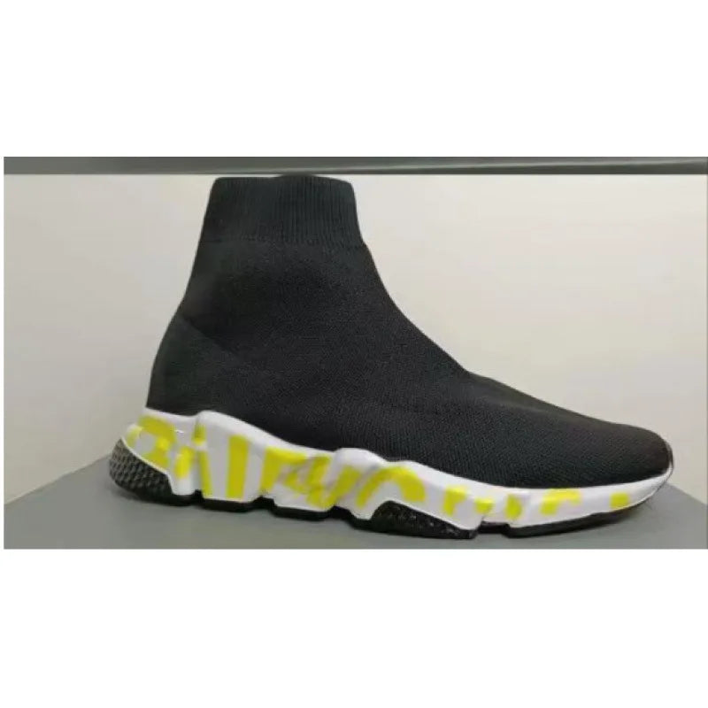Paris High Top Knitted Boots Sporty Cushioned Dad Shoes Breathable Quick Dry Rubber Outsole Unisex Running Shoes