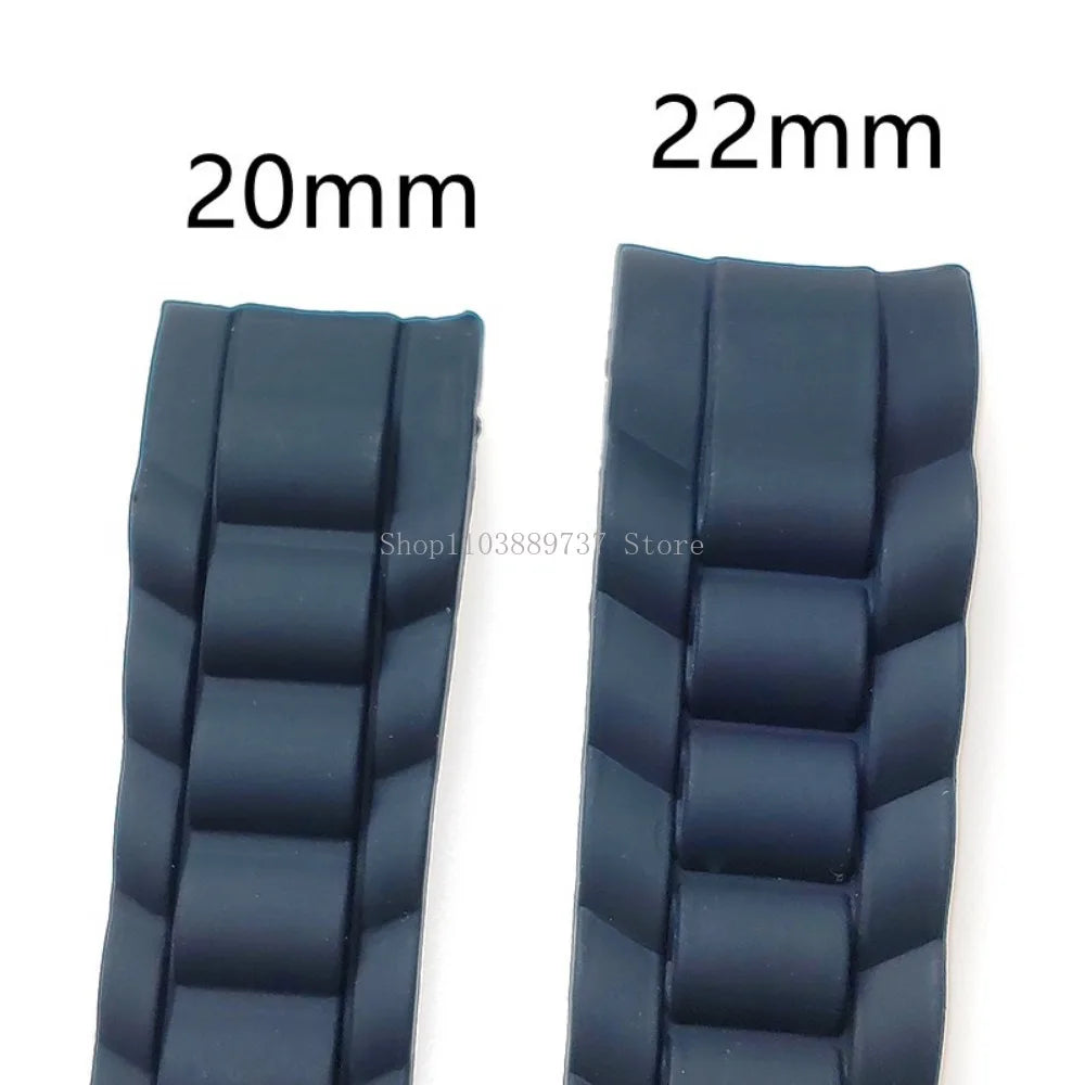 Silicone WatchBand 16mm 18mm 20mm 22mm 24mm 26mm Curved End Strap Folding Buckle Sport Bracelets Men Women Replacement Wristband