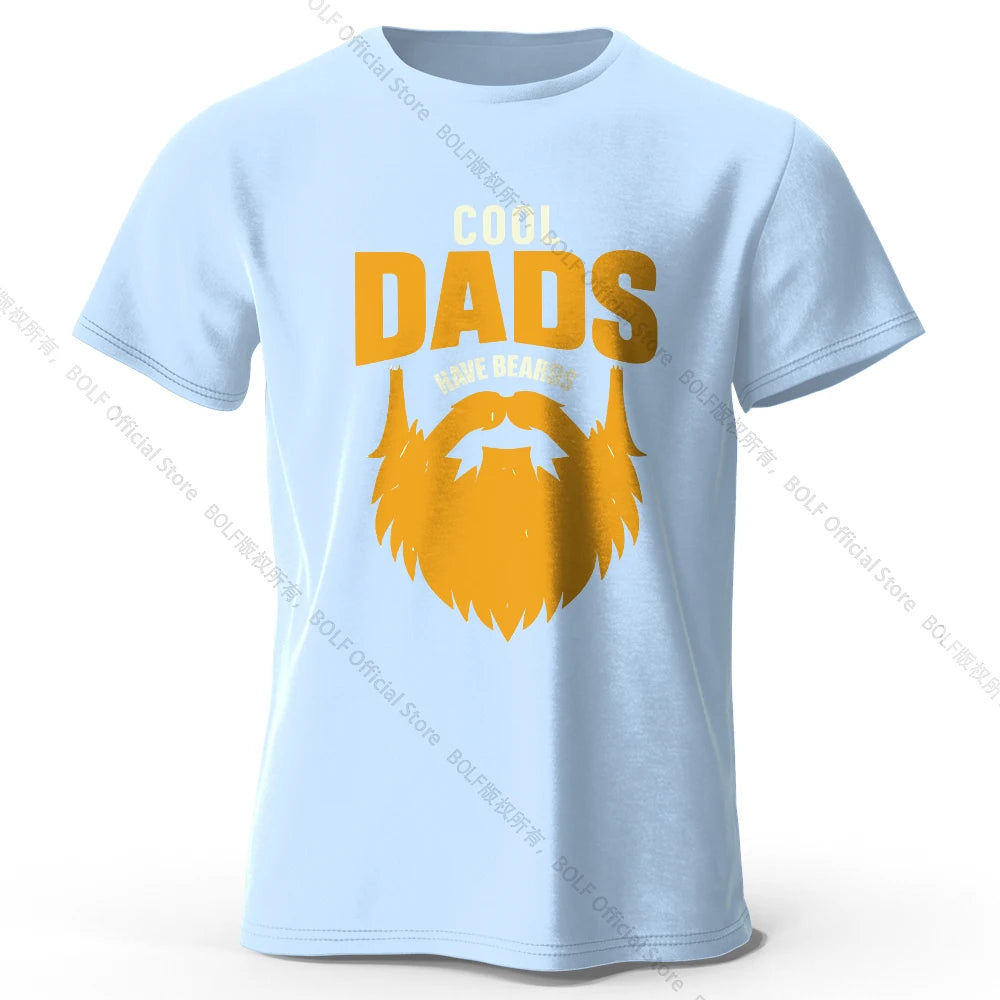 Men's Cool Dad with Beards Printed T-Shirt 100% Cotton Oversized Funny Graphic Tees for Women Summer Tops Humor Streetwear