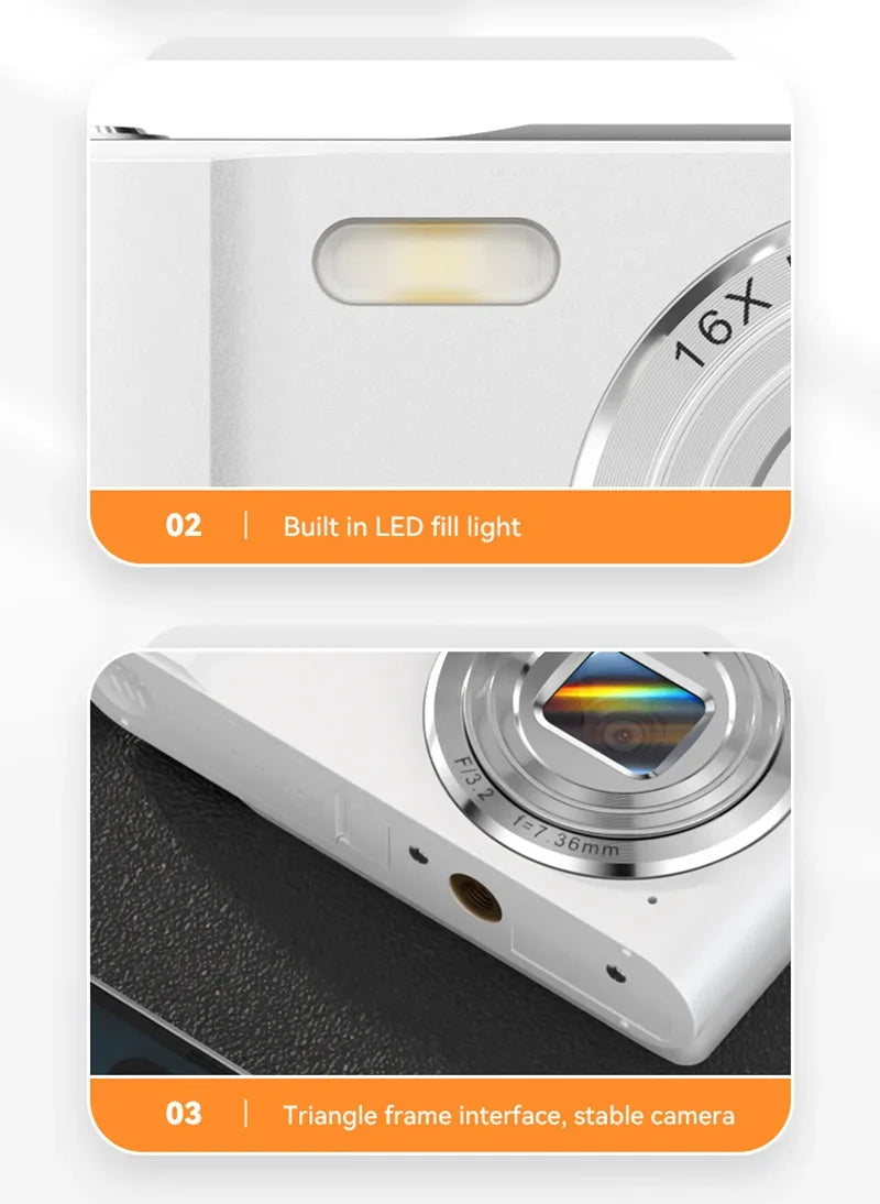 4K Digital Camera 50MP 16X Student Camera Outdoor Anti-Shake Digital Video Camera Flash Video Recorder Small Video Camera