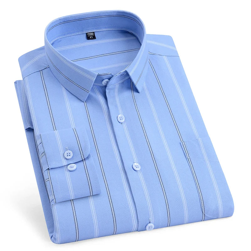 Oversize Long Sleeve Casual Shirts For Man 11XL For 150KGS 100% Cotton Oxford Plaid Business Blouse Daily Top Clothing New Style