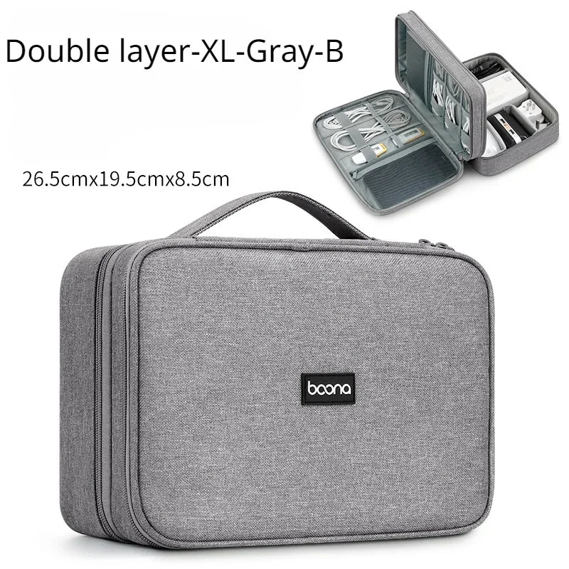Large Capacity Travel USB Gadget Cable Bag Headphone Storage Box Data Cable Storage Bag Hard Disk Charger Power Bank Organizer