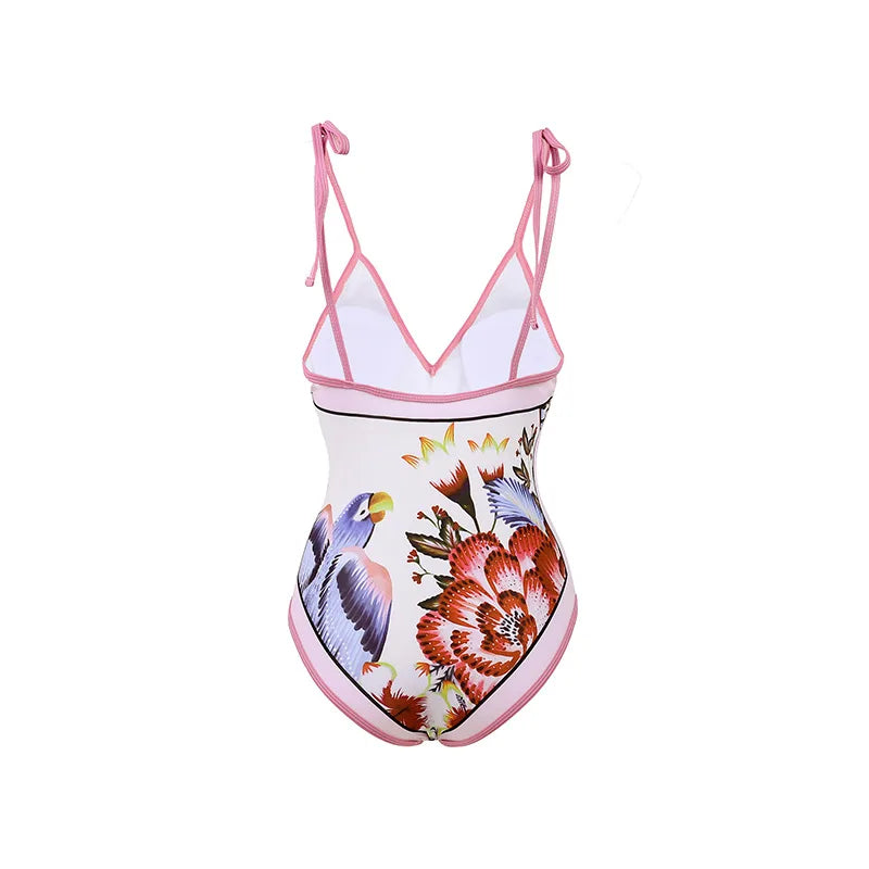 2025 Sexy Bikini Set Deep V Neck Retro Printed Women Swimwear Push Up Bikinis Swimsuit Skirt Female Biquini Dress Bathing Suit