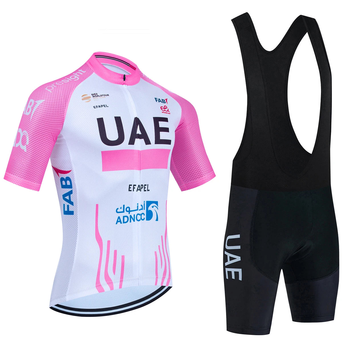 New 2025 PINK YELLOW Cycling Jersey UAE TEAM Bike Jersey Shorts Set Ropa Ciclismo Men Women Summer Pro Bicycle Maillot Clothing