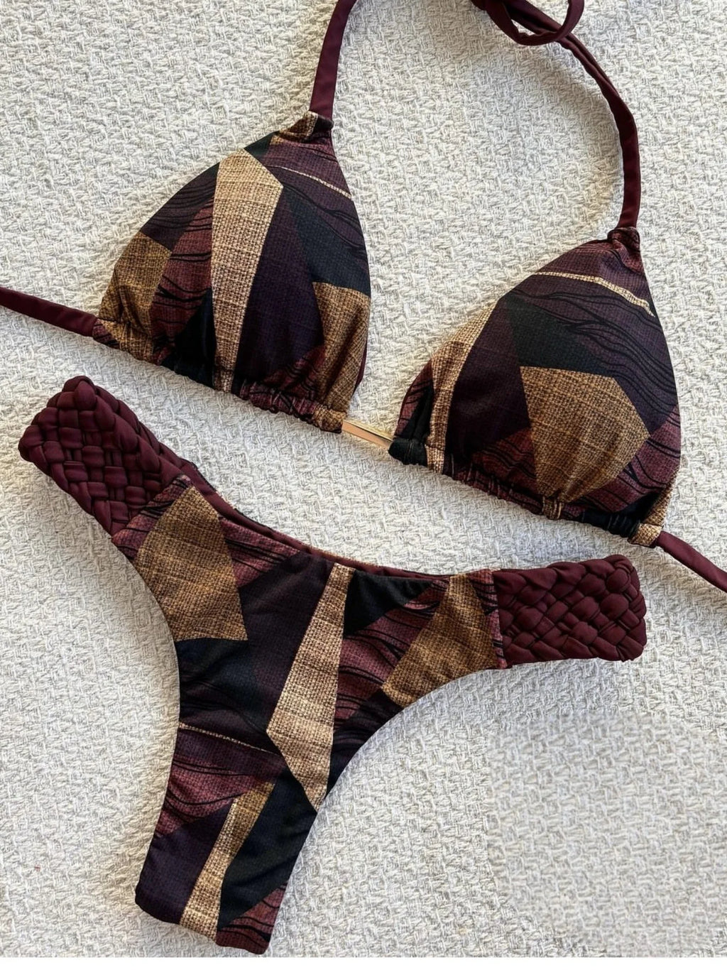 2026 New Weaving Bikini Set Women's print 2 Piece Swimsuit women sexy suspender Backless Beach Vacation Bathing Suit swimwear