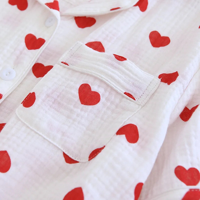 100% Cotton Pajamas Women 3Pcs Set Lounge Sleepwear Suit Spring Summer Floral Print Home Clothes Short Sleeve Sleeping Pijama