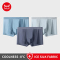 MiiOW 3Pcs Summer Ice Silk Men Boxer Underwear Seamless Mesh Breathable Men's Panties Cotton Crotch Man Underpants Man Boxers