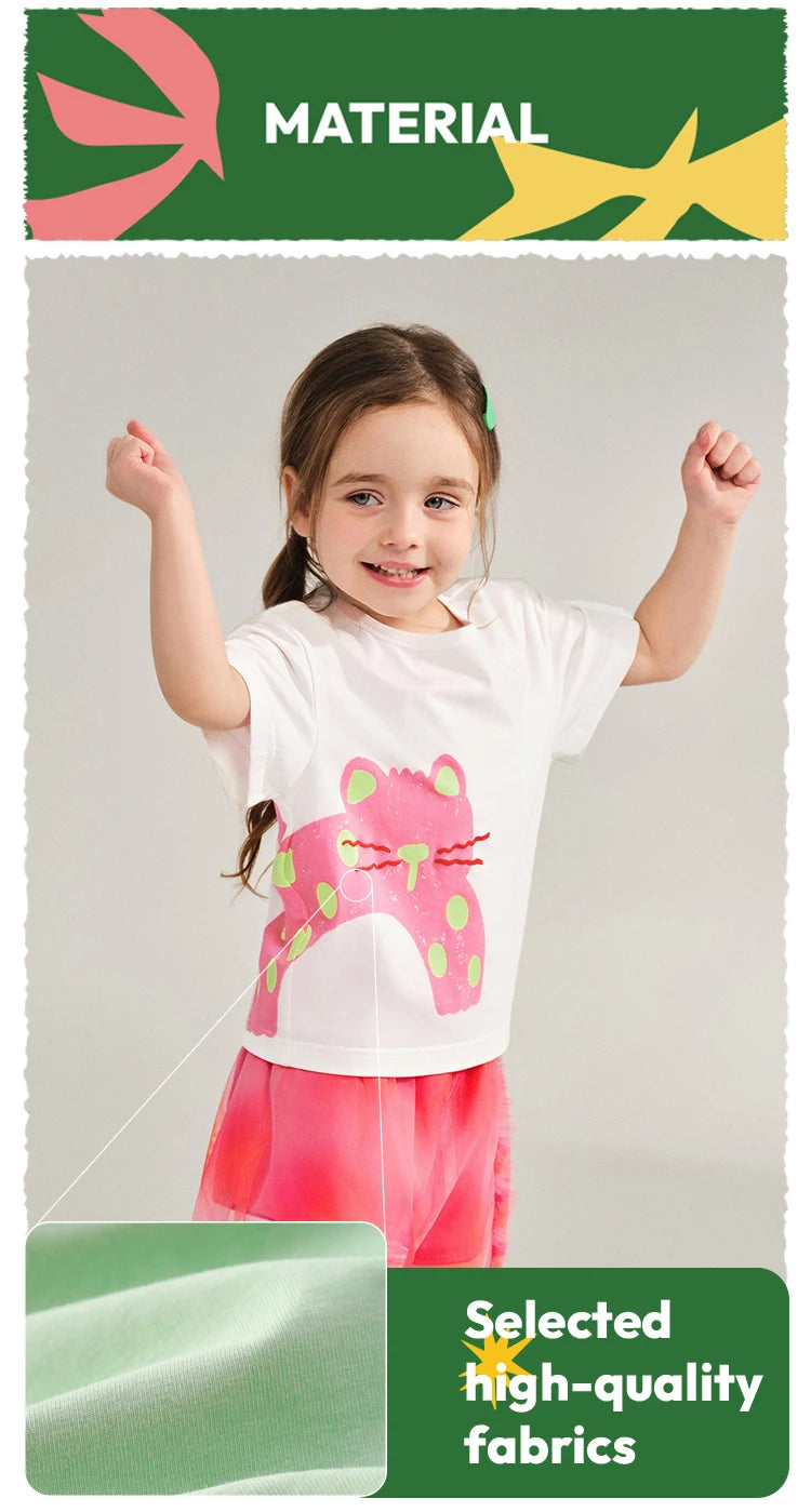 Amila Baby T-shirt 2026 Summer New Comfortable Cartoon Pattern Round Neck Casual Breathable Clothing