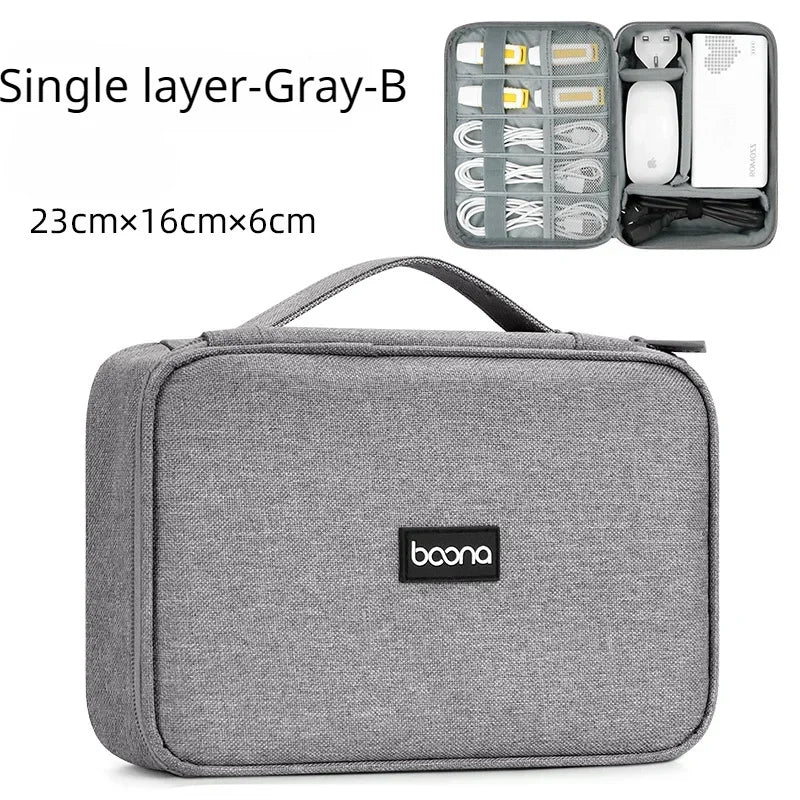 Large Capacity Travel USB Gadget Cable Bag Headphone Storage Box Data Cable Storage Bag Hard Disk Charger Power Bank Organizer