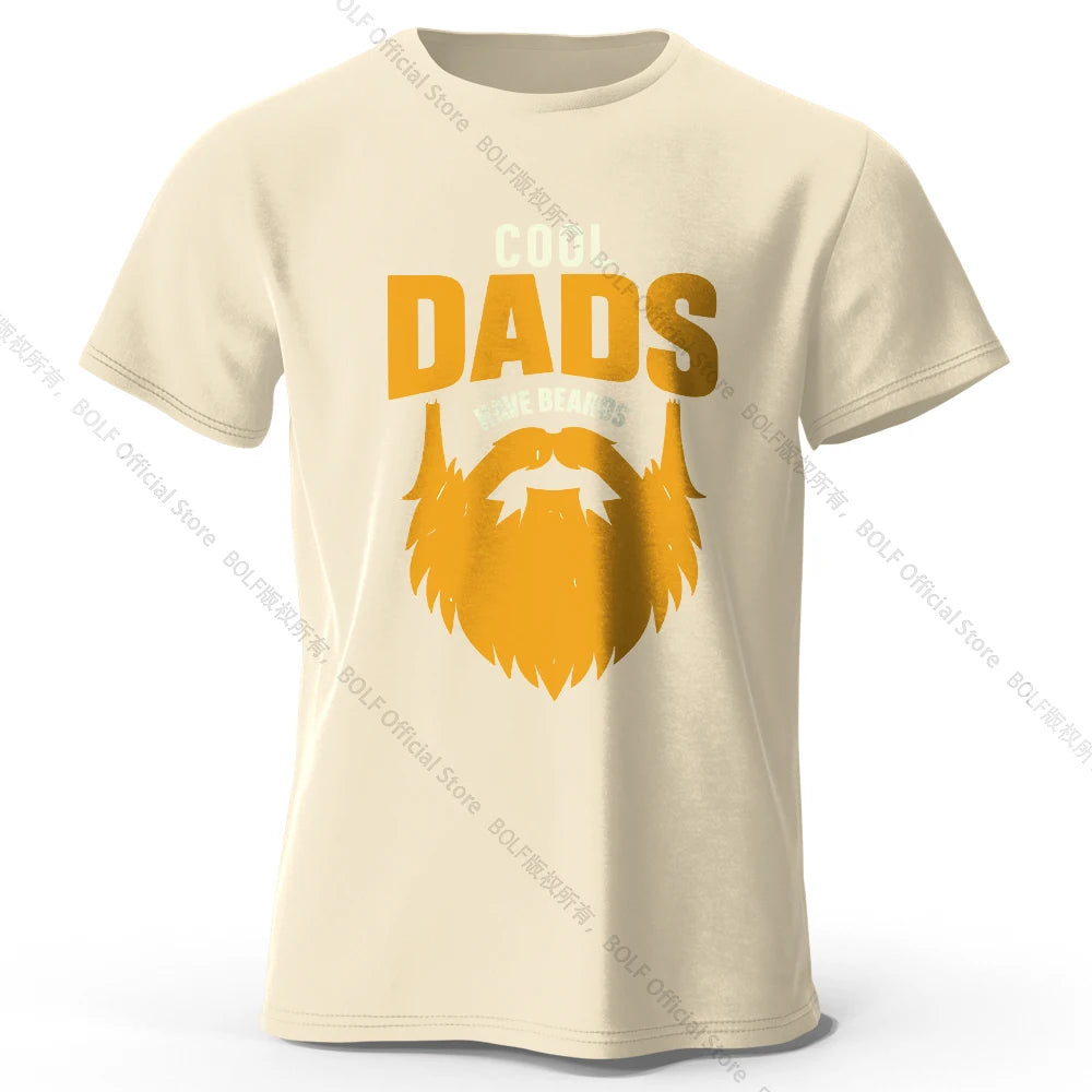 Men's Cool Dad with Beards Printed T-Shirt 100% Cotton Oversized Funny Graphic Tees for Women Summer Tops Humor Streetwear