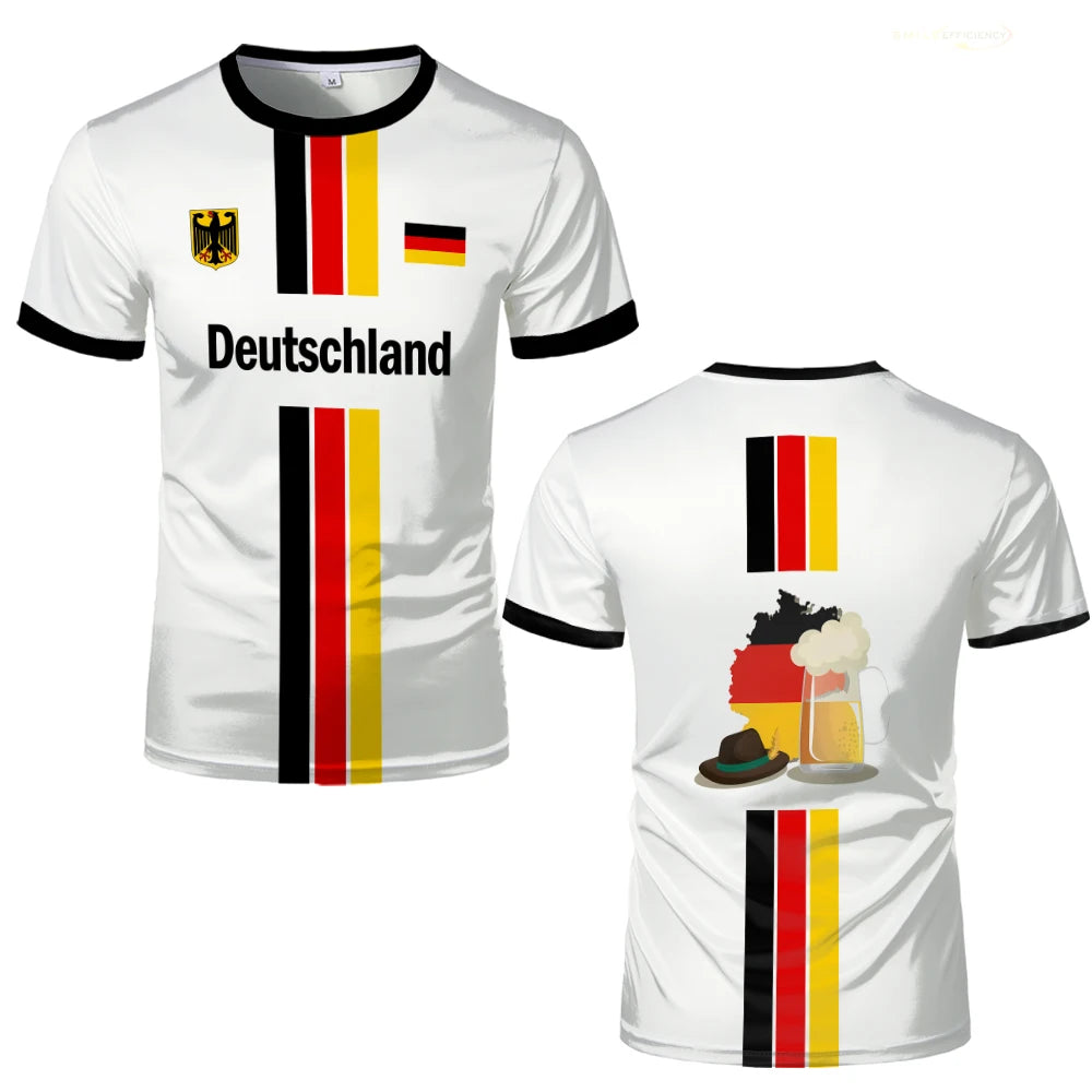 New Germany Football Jersey Summer Sports Breathable Quick-drying Men's T-shirt German Map Flag Kid's Short-sleeved Tees Gift