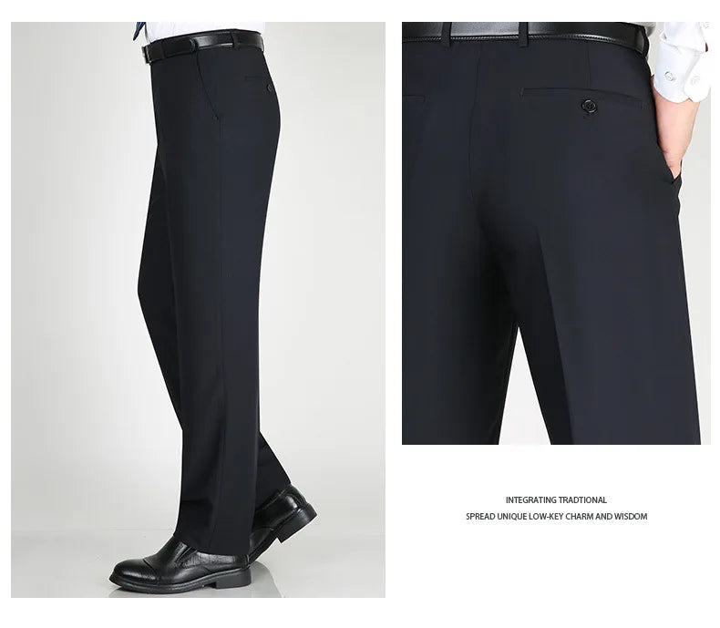 High Waist  Black Suit Pants man Formal Clothes For Men Clothing Thin Flat Khaki Dress Mens Trousers 2024 Summer 40 42