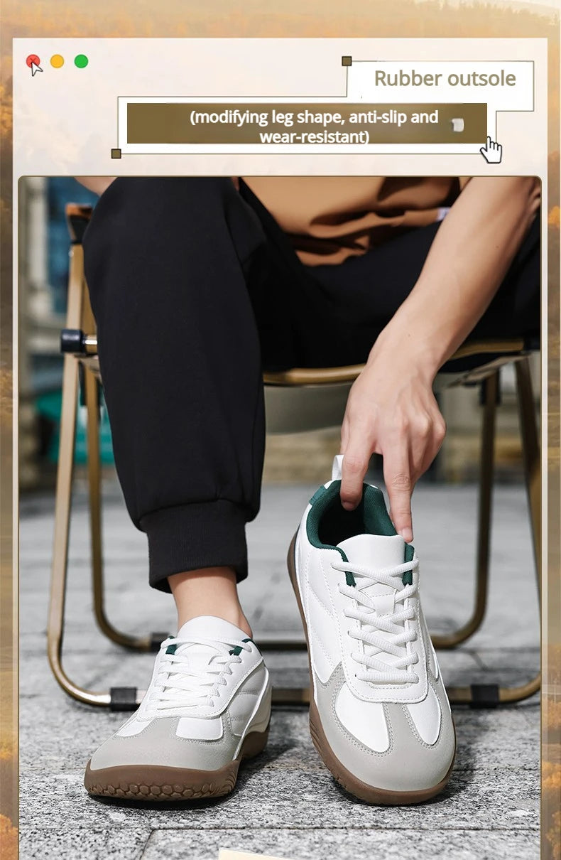 Men's Sports Shoes New Low Heel Round Toe Flat Heel Leather Surface Breathable and Comfortable Lace-up Couple's Style