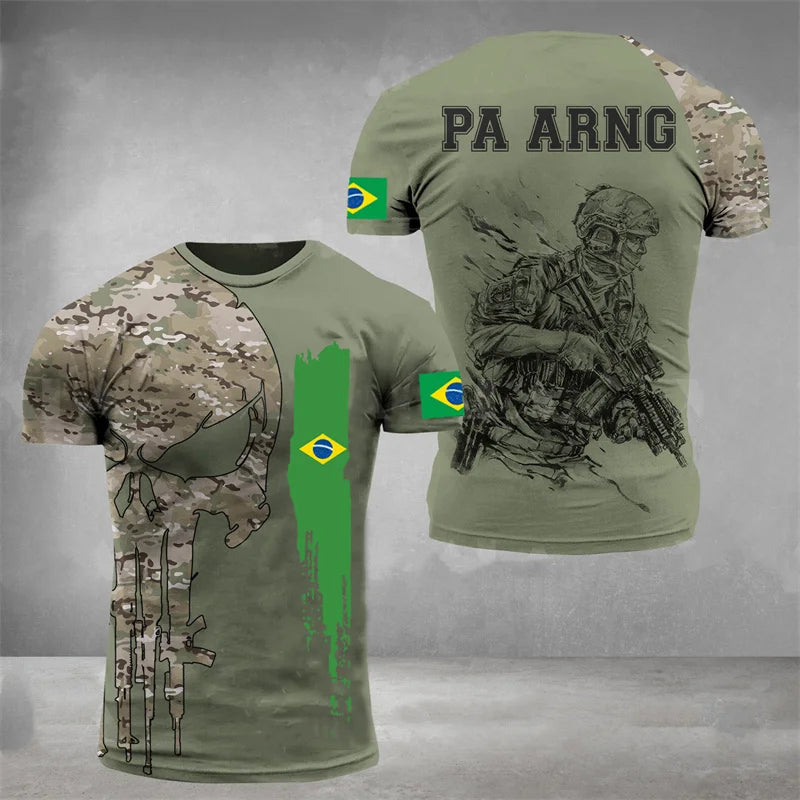 Brazil Flag Men's T-Shirt 3D Print Brazilian T Shirt Summer Oversized Jersey Camo Short Sleeve Sports Tactical Tee Tops Clothes