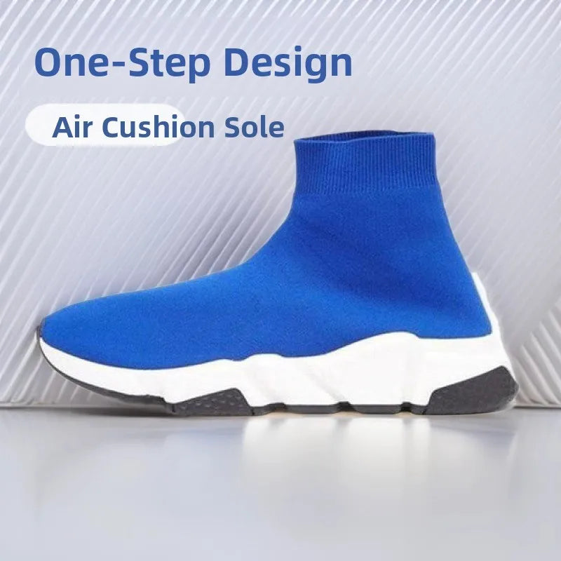 Paris High Top Knitted Boots Sporty Cushioned Dad Shoes Breathable Quick Dry Rubber Outsole Unisex Running Shoes