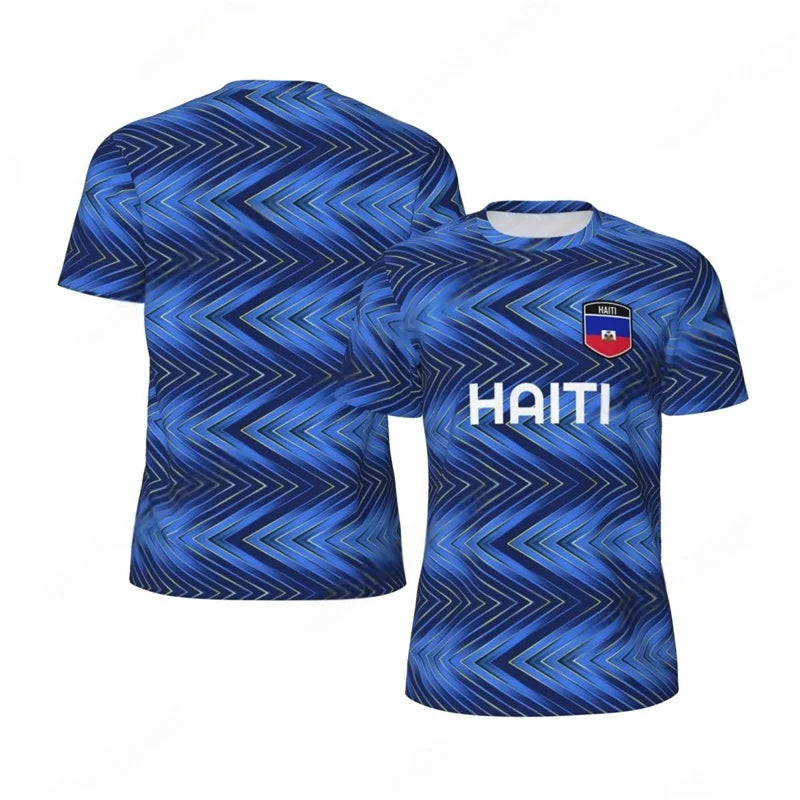 Haiti Flag Football T-shirt Men 3D Printed T Shirt Boys Fashion O'neck Short Sleeve Soccer Tshirt Breathable Sports Loose Tees