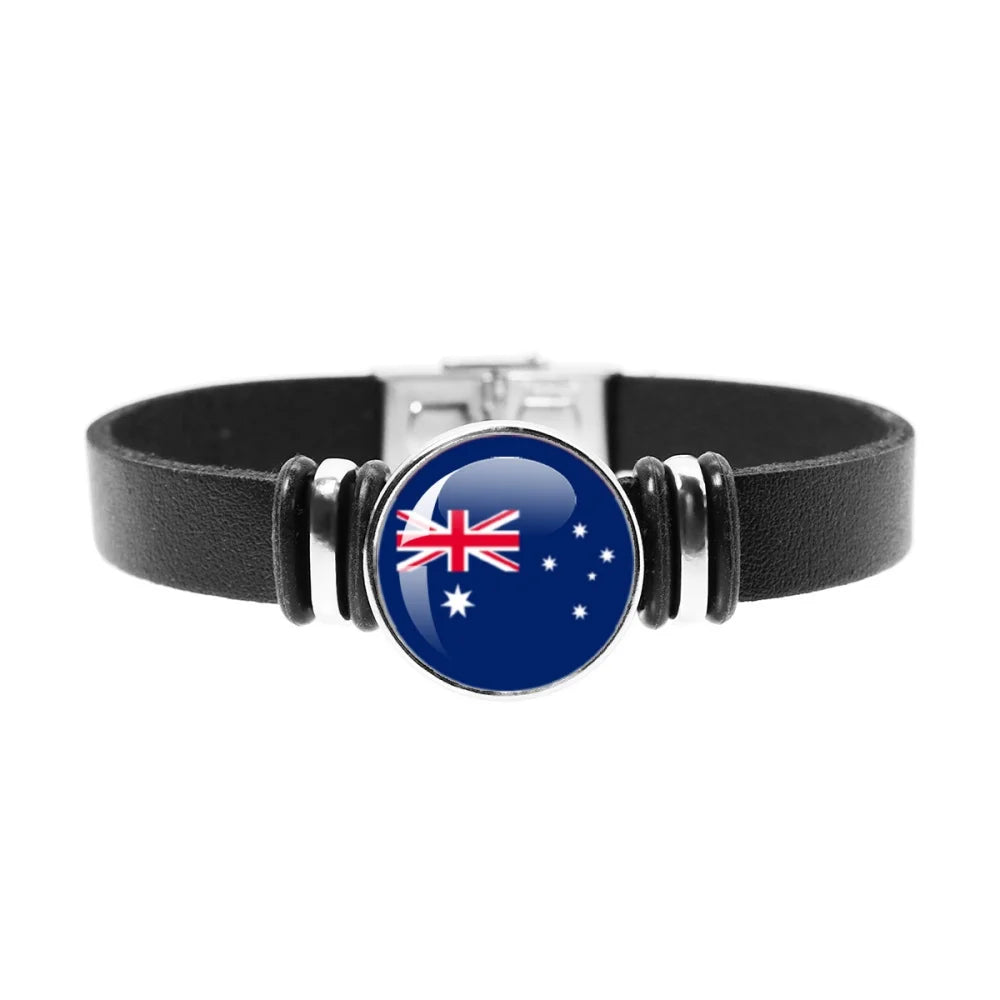 National Flag Bracelet Swiss Mexico Brazil Haiti Australia Germany Watch Strap Leather Bracelet Bangle Fashion Party Jewelry Gif
