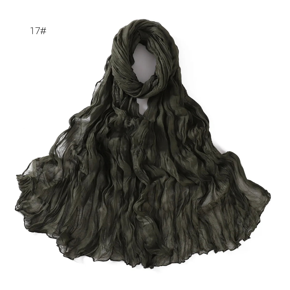 Crumpled Scarf For Women Girls Students Spring New Solid Color Cotton Voile Thin Scarves Soft Knitting Shawl Female Wrap Shawls