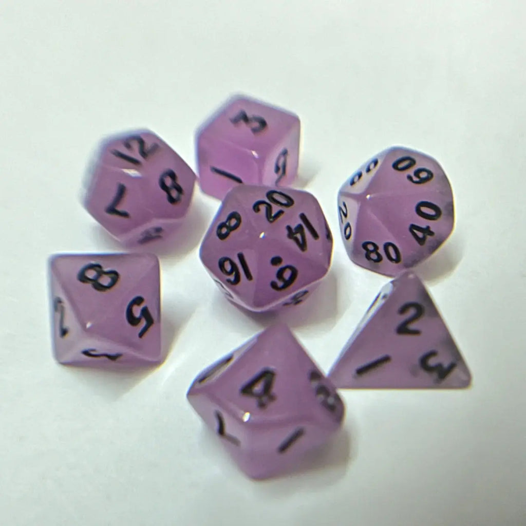 Mini DND Polyhedral Glow In The Dark Colorful Dice 7 Pcs/Set with Dice Bag For DND COC TRPG Role Playing Games