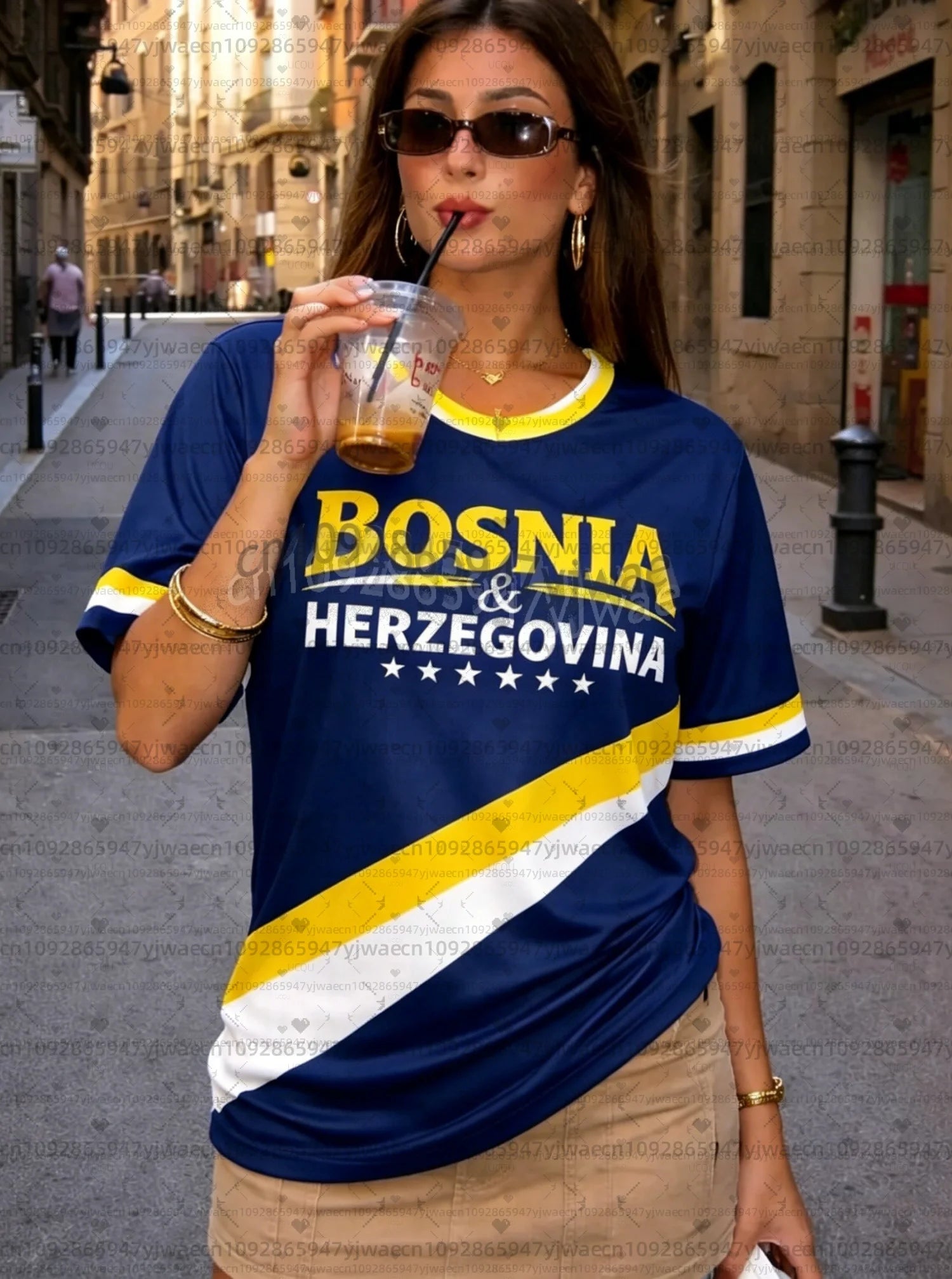 2026 Women men Cheerleaders Bosnia fans Y2k Tops Men Women Soccer O-Neck Short Sleeve Jersey T-Shirt Casual Tees Hip Hop T-Shirt