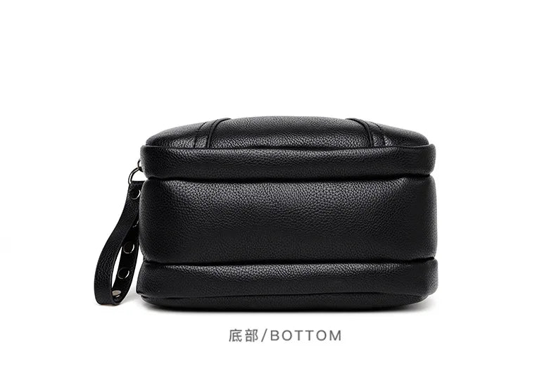 Solid Color Fashionable Rivet Zipper Women's Mobile Phone Bag Simple Soft Leather Shoulder Crossbody Small Square Bag Handbag