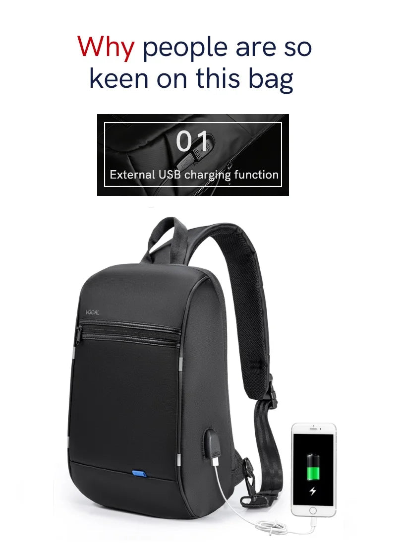 Brand Crossbody Bag For Laptop Notebook 13.3, 14 Inch Chest Pack Bosom Office Worker Man Shoulder PC Mens Gifts 6301