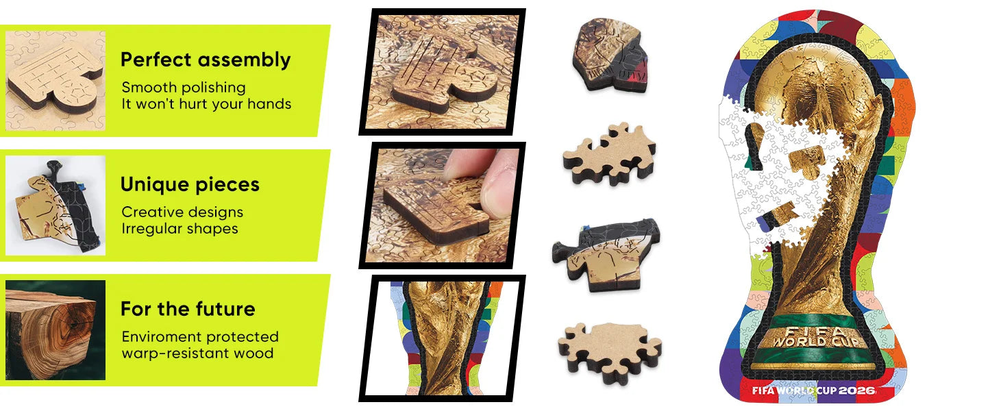FIFA World Cup Pop Art Theme Wooden Puzzle for Adults Fans Collection Irregular Jigsaw Recreational Toys Sports Enthusiasts Gift