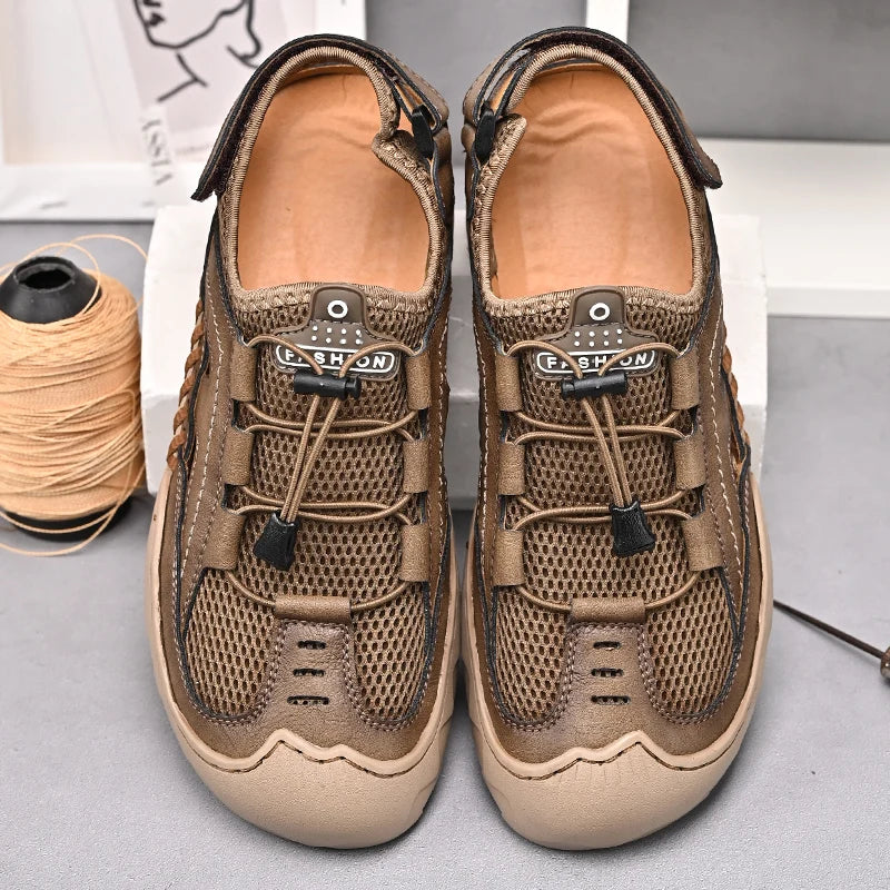 New Mens Sandals Summer Breathable Mesh Sandals Men Outdoor Casual Lightweight Beach Sandals Fashion Men Shoes Large Size 38-46
