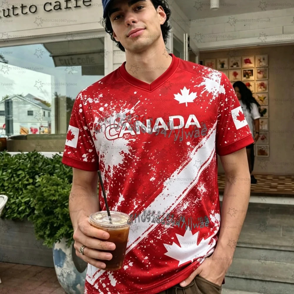26 new Men's&Women's Canada Soccer fans Jersey Gift For Lovers Tee Fan Gift Plus Size Fashion Street Top soccer fans T-shirt