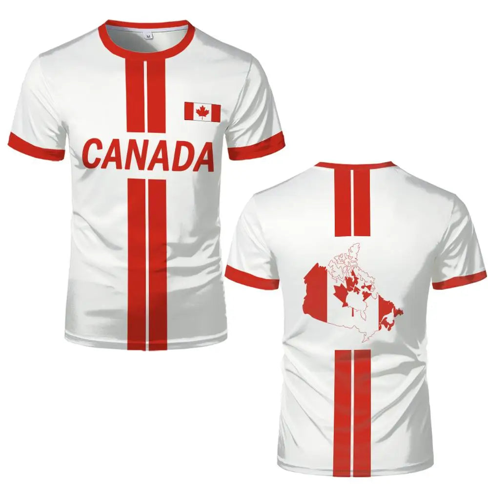 2026 New Canada Flag Printed Men's Football Jersey Breathable Outdoor Sports Training Tee Breathable Men's Women's Casual Top