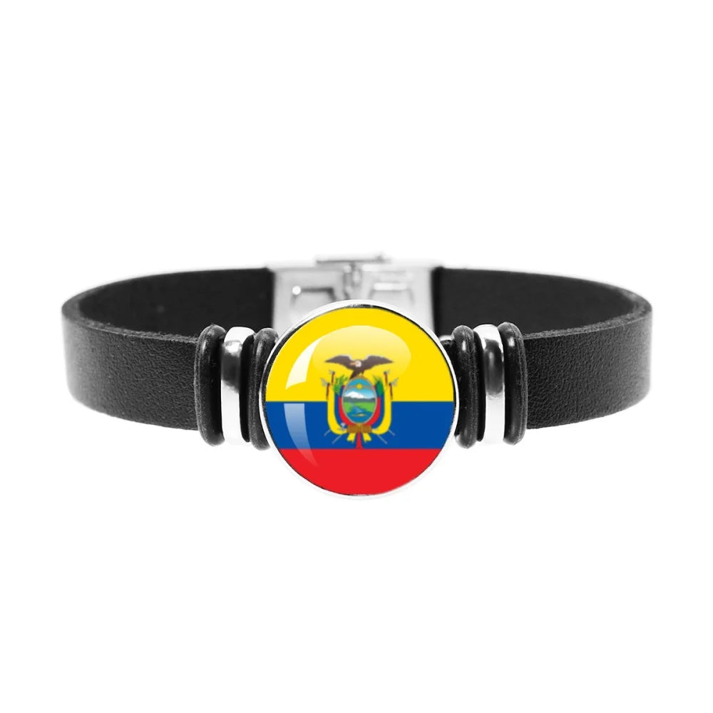 National Flag Bracelet Swiss Mexico Brazil Haiti Australia Germany Watch Strap Leather Bracelet Bangle Fashion Party Jewelry Gif