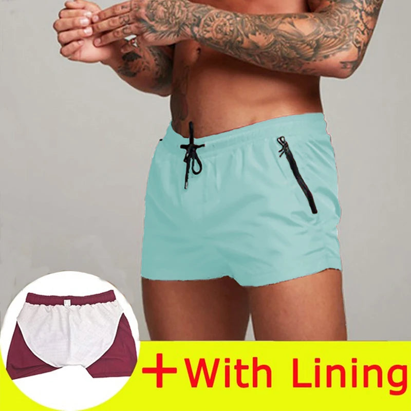 Mens Swim Short Swimwear Board Beach Shorts Quick Dry Men De Bain Homme Man Swimsuit Swim Trunks Bathing Beach Wear Surf Boxer