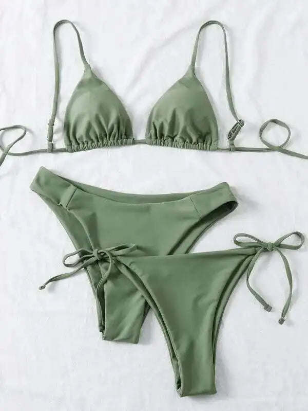 Brazilian Swimsuit Women Sexy Bikini Set Push-up Padded Bra Thong Two Pieces Swimwear Beachwear Bathing Suit Femme