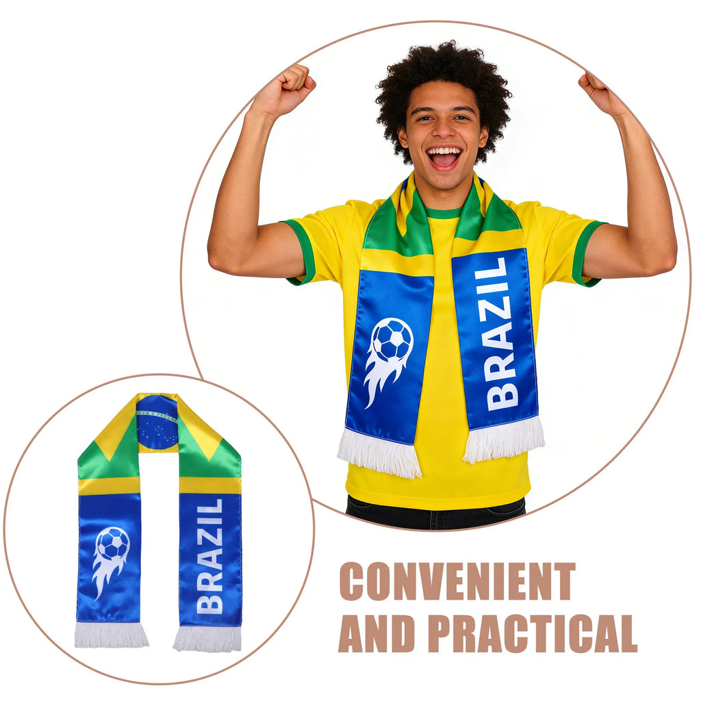 Brazil 2026 Soccer Fan Scarf Tassel National Football Sport Party Supplies Game Day Wear Football Accessories Scarf Soccer